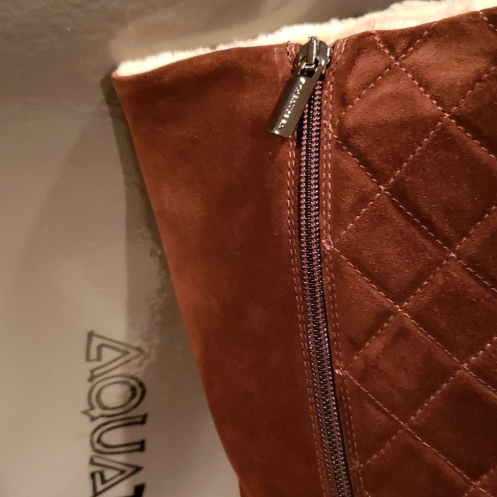 Aquatalia Italy New Tall Weatherproof Wedge Boot NIB Suede Leather Women's πHP - Picture 12 of 16